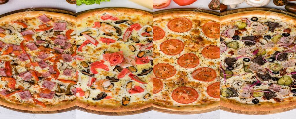 A beautiful stack of pizzas